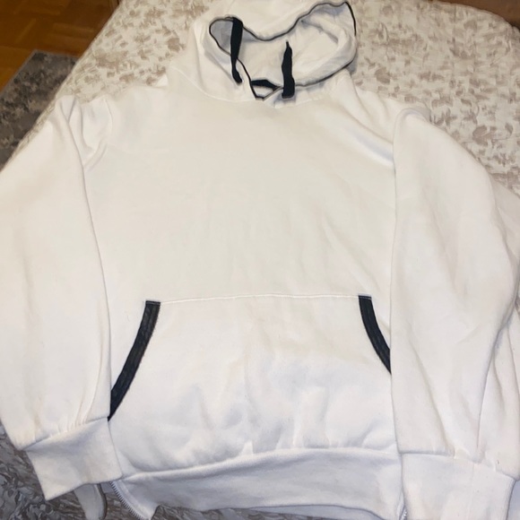 Men’s White Hoodie With Zippers And Black Detail - Picture 3 of 7